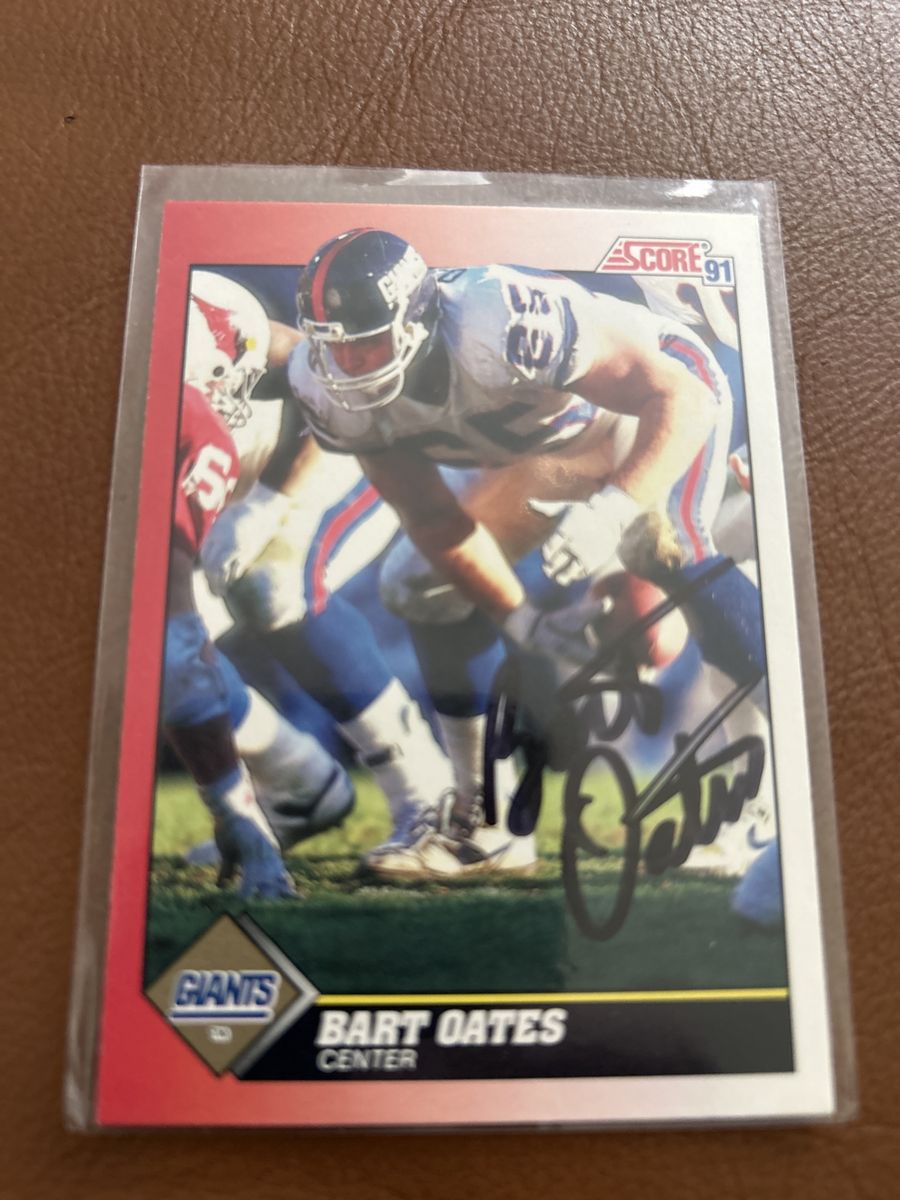 BYU COUGARS 1991 Score Bart Oates New York Giants Autographed Football Card - Hand Signed Auto