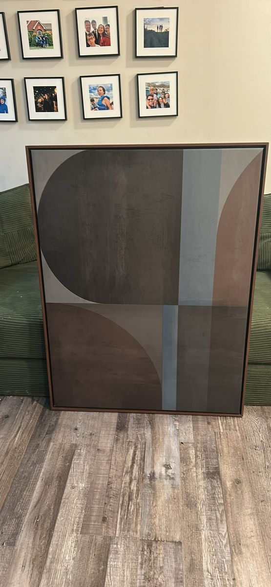 Modern art from West Elm in floating wood frame