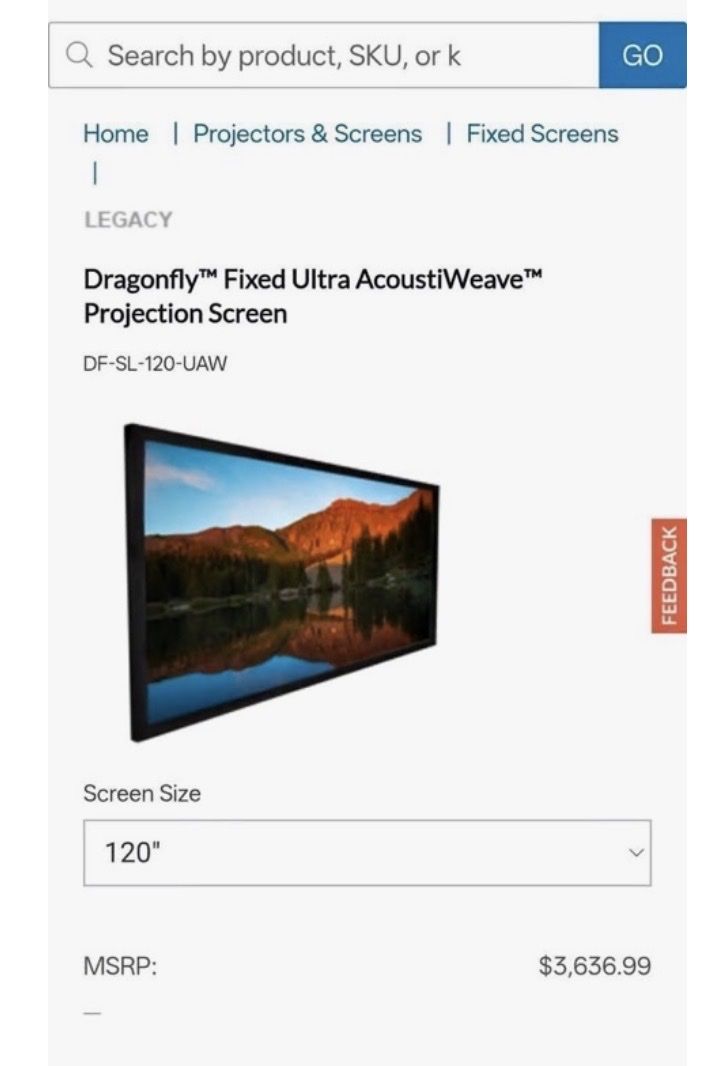 120” Dragonfly Fixed Ultra AcoustiWeave™ Projection Screen