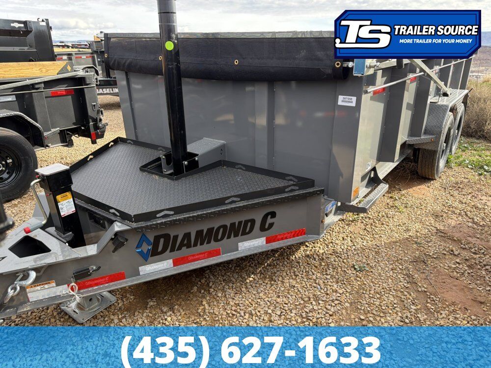 7x16 Diamond C LPT 207 Dump Trailer - 32" Sides - 15.5K GVWR - 14 Ply Tires, Board Brackets, Long Arm Tarp