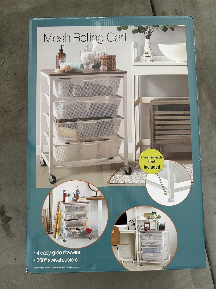 4 drawer rolling mesh cart