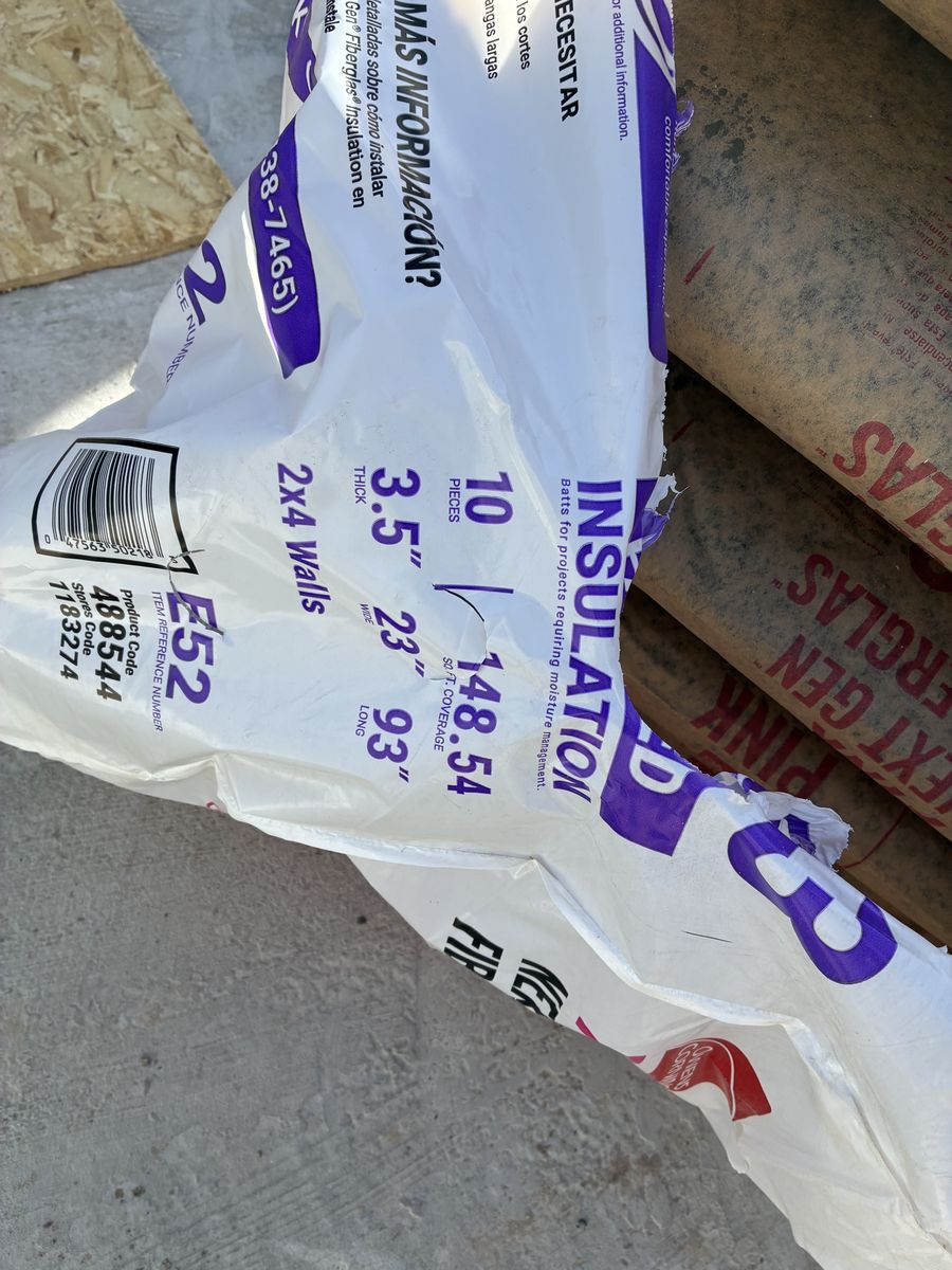 2 - 3.5”x23x93” R13 insulation sheets