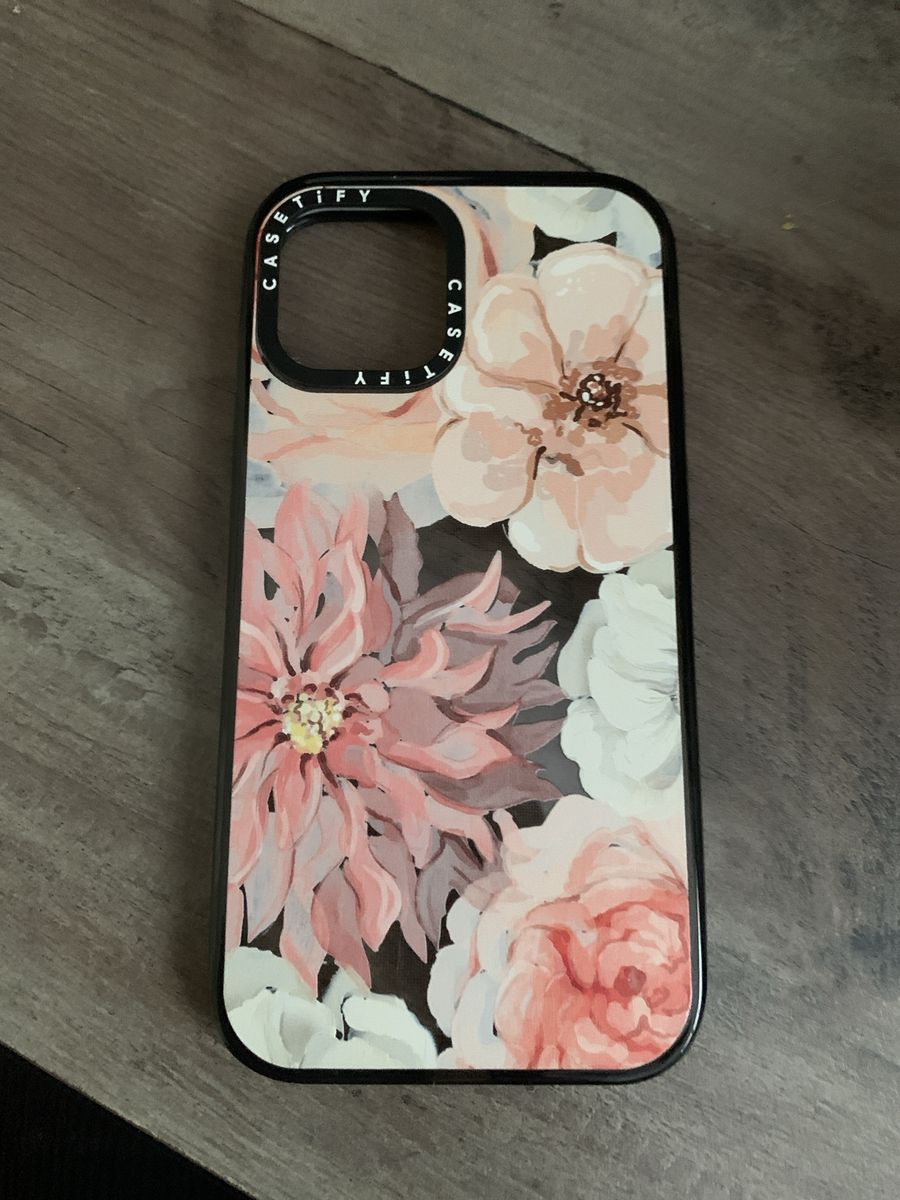 iPhone 12 PRO Casetify Floral Design iPhone Case (Unknown Model) - Black with Pink/White Flowers