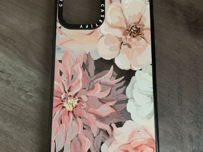iPhone 12 PRO Casetify Floral Design iPhone Case (Unknown Model) - Black with Pink/White Flowers