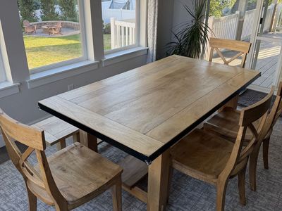 Mango Wood Dining Table Set - Bench + 4 Chairs