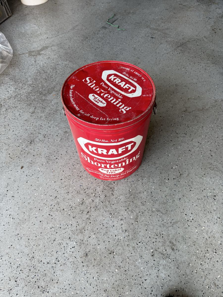 Vintage Kraft Pure Vegetable Shortening 50 lb Metal Bucket Tin