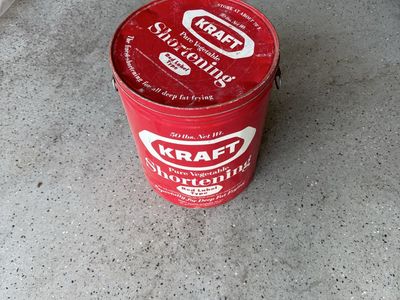 Vintage Kraft Pure Vegetable Shortening 50 lb Metal Bucket Tin