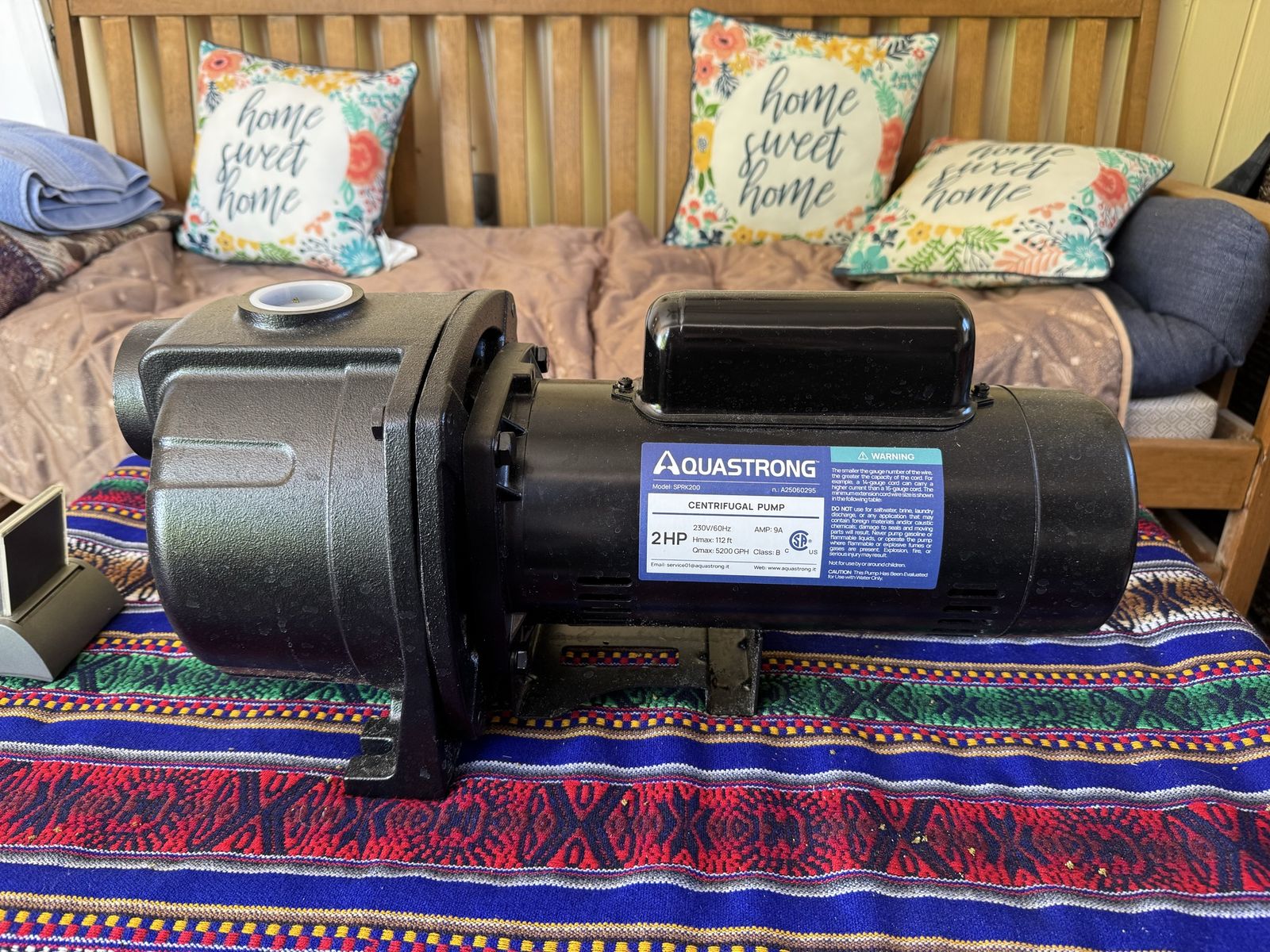 AQUASTRONG 2 HP Shallow Well Jet/Centrifugal Pump, 230V, 5200 GPH, Cast Iron - New