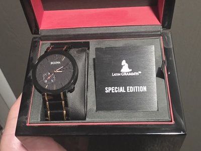 Bulova Latin Grammy Special Edition Black & Gold Tone Watch with Original Box 200 obo