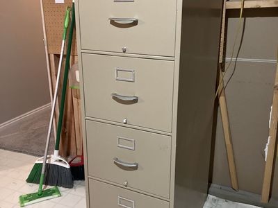 Tan Metal 4-Drawer Vertical Filing Cabinet