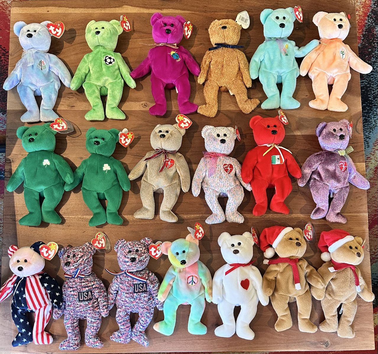 TY Beanie Baby Lot – Retired Bears, Holiday, Peace, Erin, USA