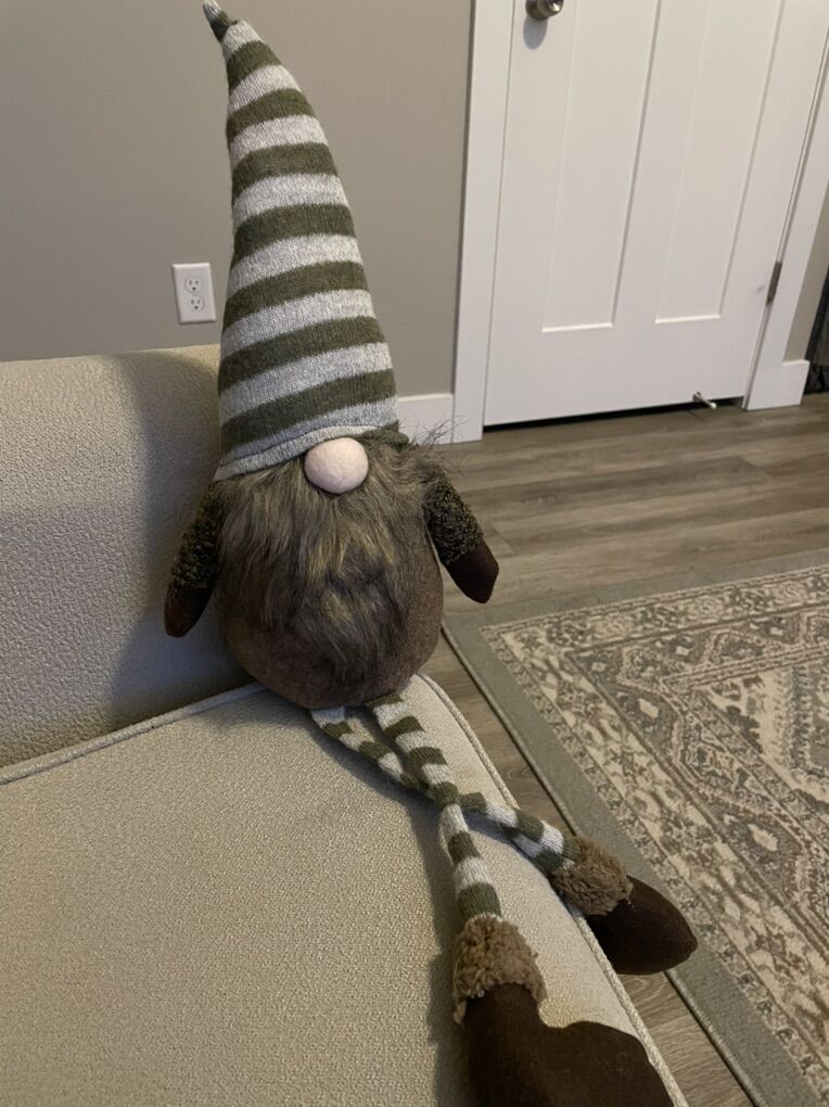 Striped green gray winter gnome