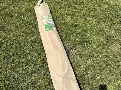 Mainstays 9-Foot Round Market Umbrella Tan w/ 3-Way Tilt & Steel Pole