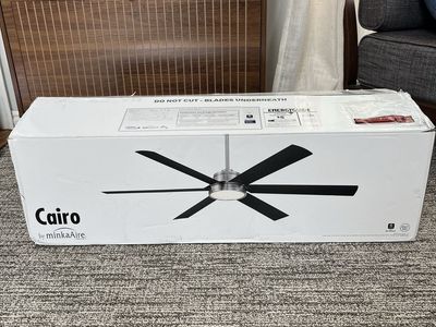 MinkaAire F897L Cairo 65" 6-Blade Indoor/Outdoor Smart Ceiling Fan with LED Light. WHITE