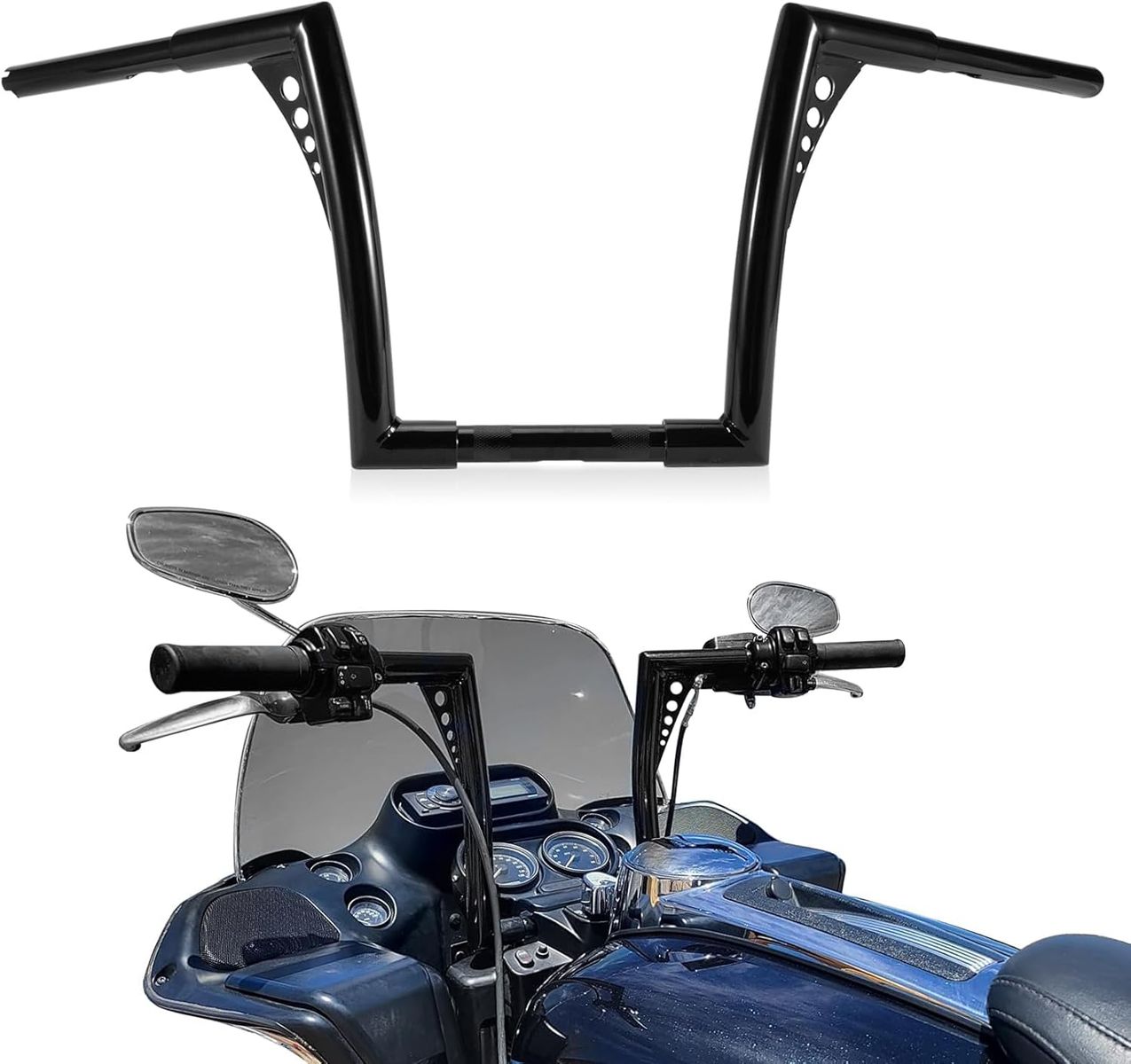 1994-2023 Road King, 1998-2013 Road Glide 12" Ape Hangers - BLACK