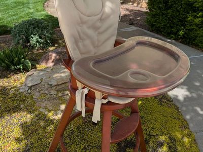 High Chair -- Gracco Solid Wood, Dark Cherry Colored Hardwood