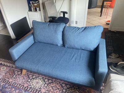 Blue love seat sofa