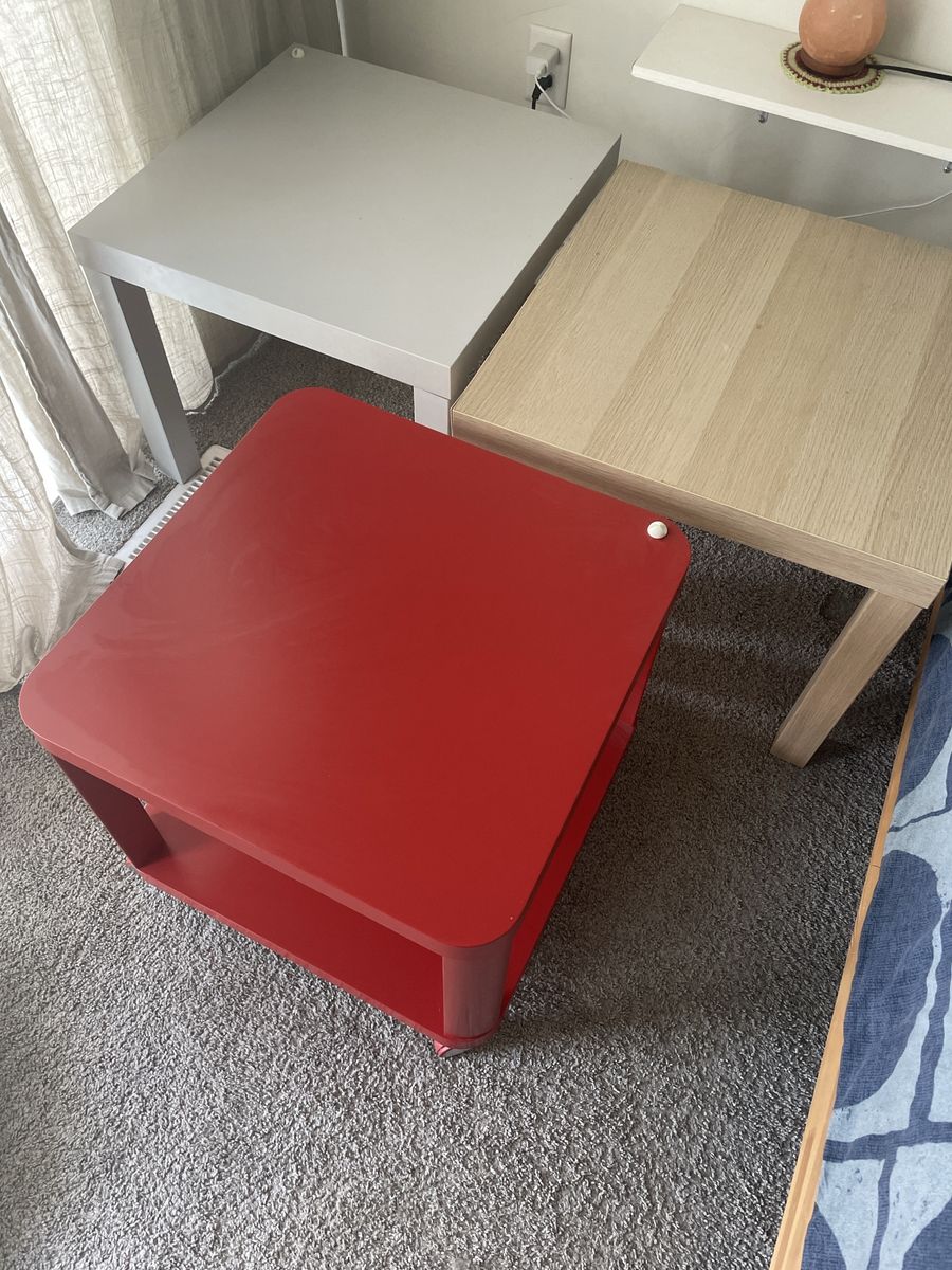 Ikea Red Square Rolling Side Table / End Tables