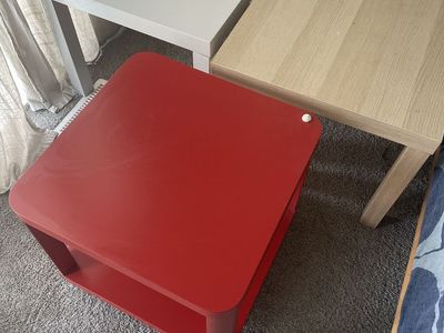 Ikea Red Square Rolling Side Table / End Tables