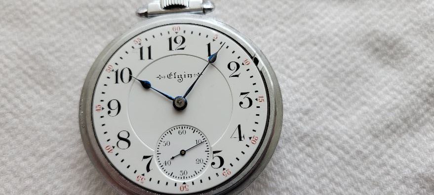 Selling this Nice used Vintage 18 size, 21 Jewel, Elgin Father Time Railroad Pocket Watch