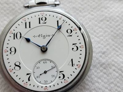 Selling this Nice used Vintage 18 size, 21 Jewel, Elgin Father Time Railroad Pocket Watch