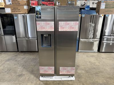 SAMSUNG SIDE BY SIDE STAINLESS REFRIGERATOR WITH ONE YEAR WARRANTY