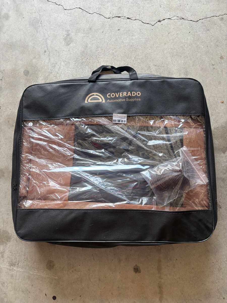 Coverado Automotive Supplies Tan & Black Diamond Stitch Car Seat Covers (New)