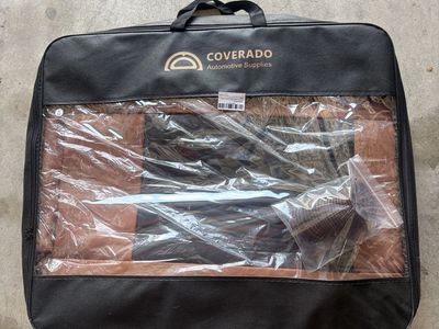 Coverado Automotive Supplies Tan & Black Diamond Stitch Car Seat Covers (New)