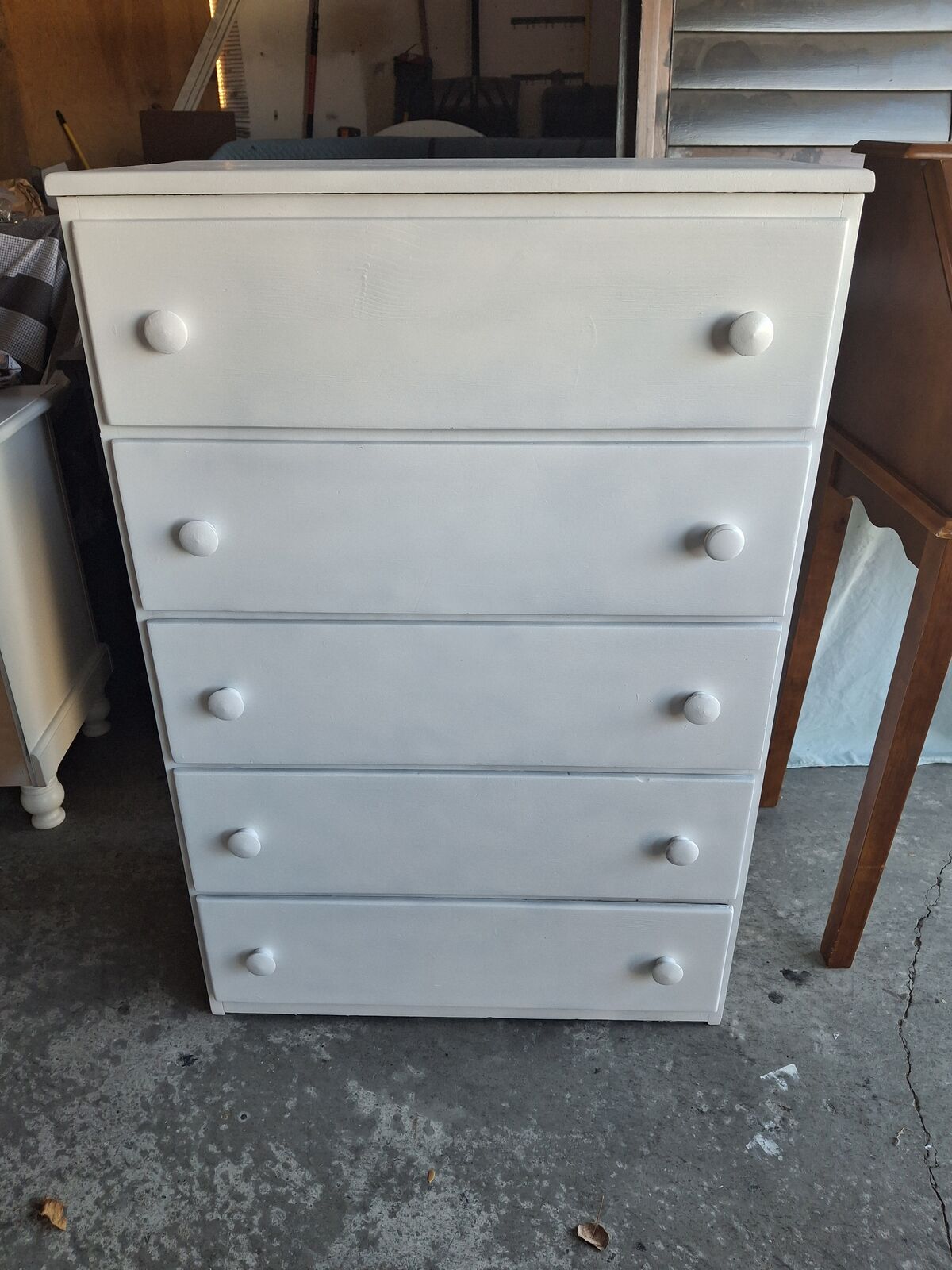 pine wood white 5 drawers dresser/vicky