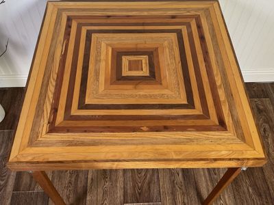Vintage Square Parquet Wood Folding Table