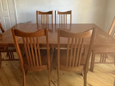 Adjustable Wood Kitchen Table Set (w/6 chairs)