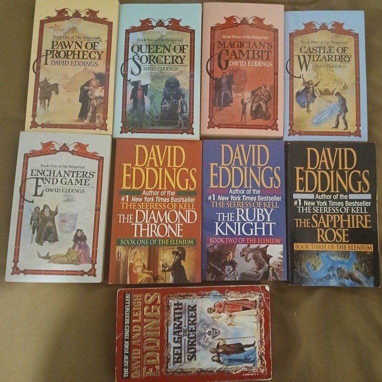 David Eddings Fantasy Book Lot: The Belgariad, The Elenium, and Belgarath the Sorcerer (8 Books)