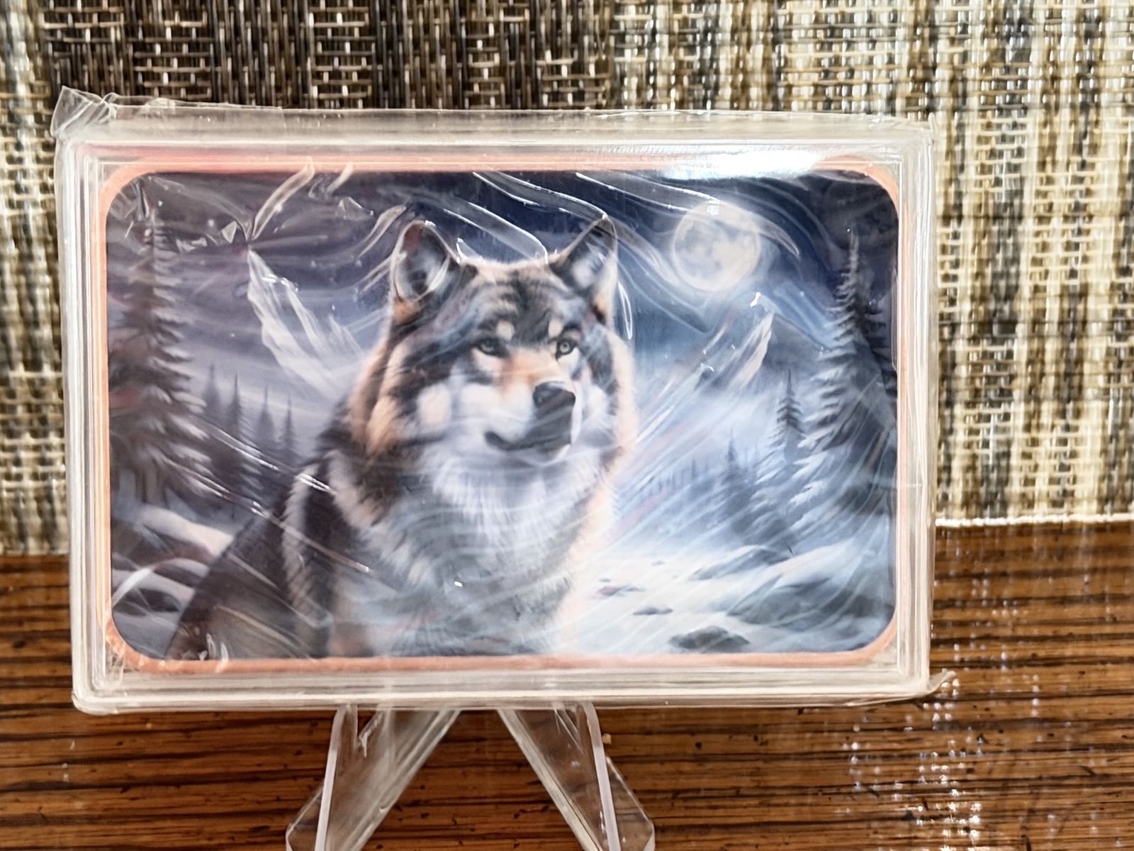 5oz .999 Copper Timber Wolf Howling Moon Winter Colorized Fine Art Bar