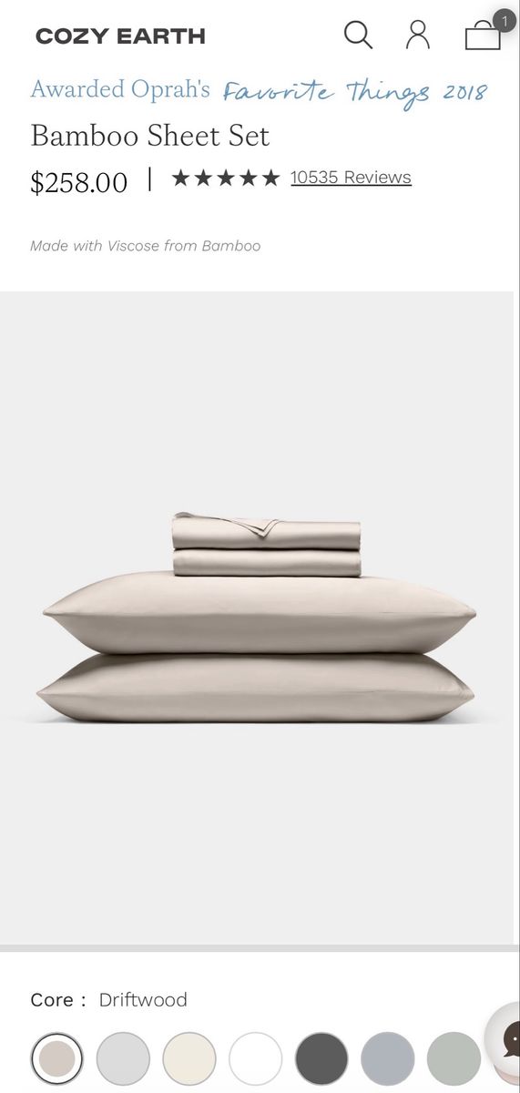 Cozy Earth Bamboo Sheet Set - Twin/Twin XL, Driftwood, Oprah's Favorite Things