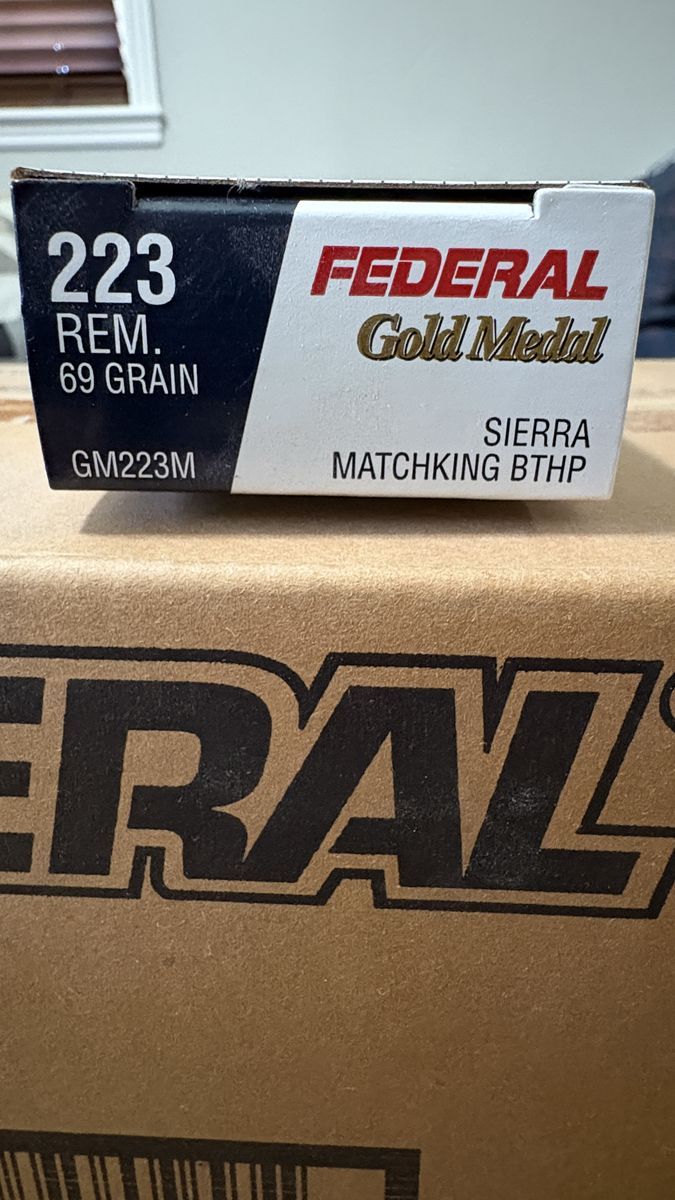 .223 ammo Federal Gold Medal 69gr SMK 200 case