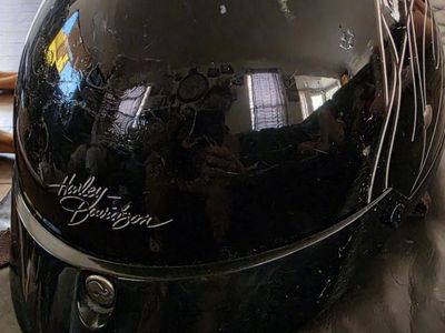Harley-Davidson HD-2 Half Shell Motorcycle Helmet Black Pinstripe