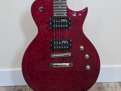 ESP LTD EC-100QM Transparent Quilted Red Electric Guitar Free Strap