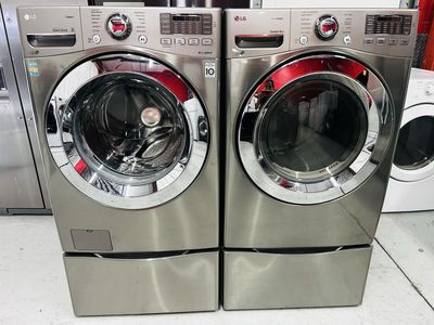 Lg Steam Electric Front Load Set With Pedestals