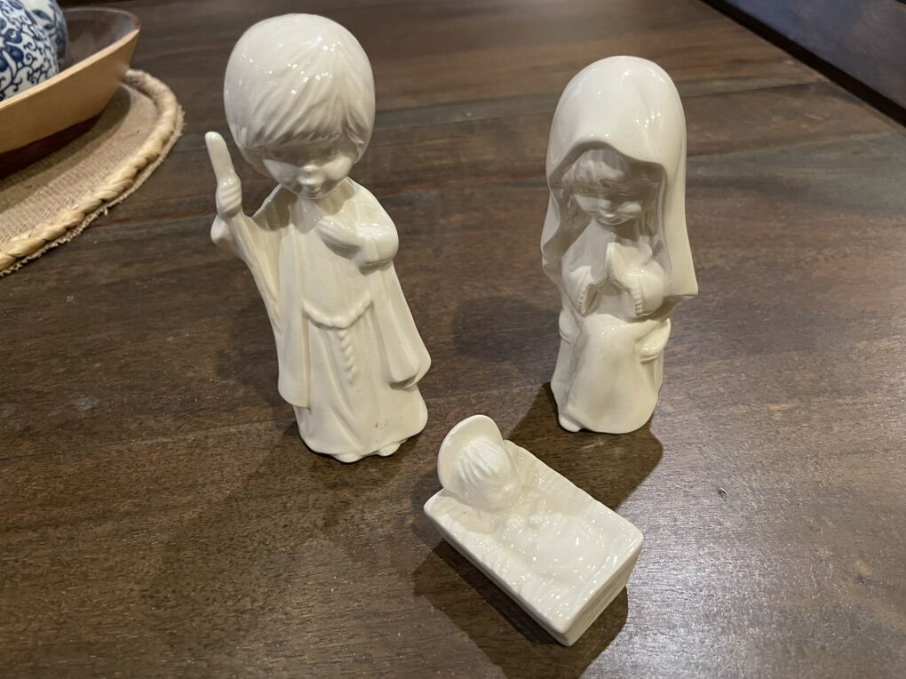 Vintage White Holy Family Nativity