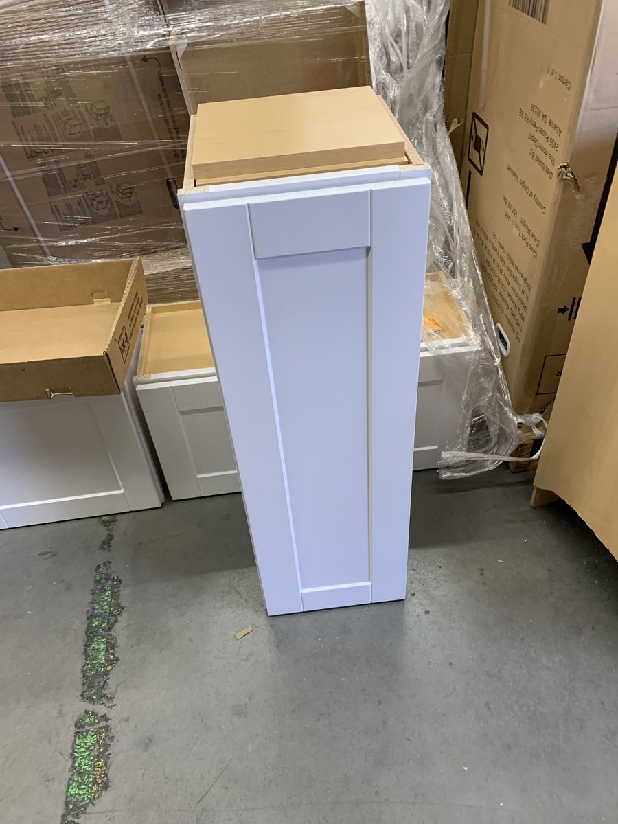 Hampton Bay Shaker 12 in. W x 12 in. D x 36 in. H Assembled Wall Kitchen Cabinet in Satin White