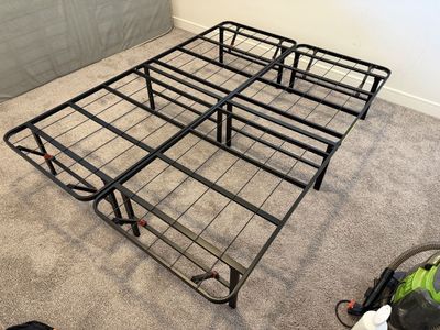 2-piece black metal foldable full-sized bed frame for sale