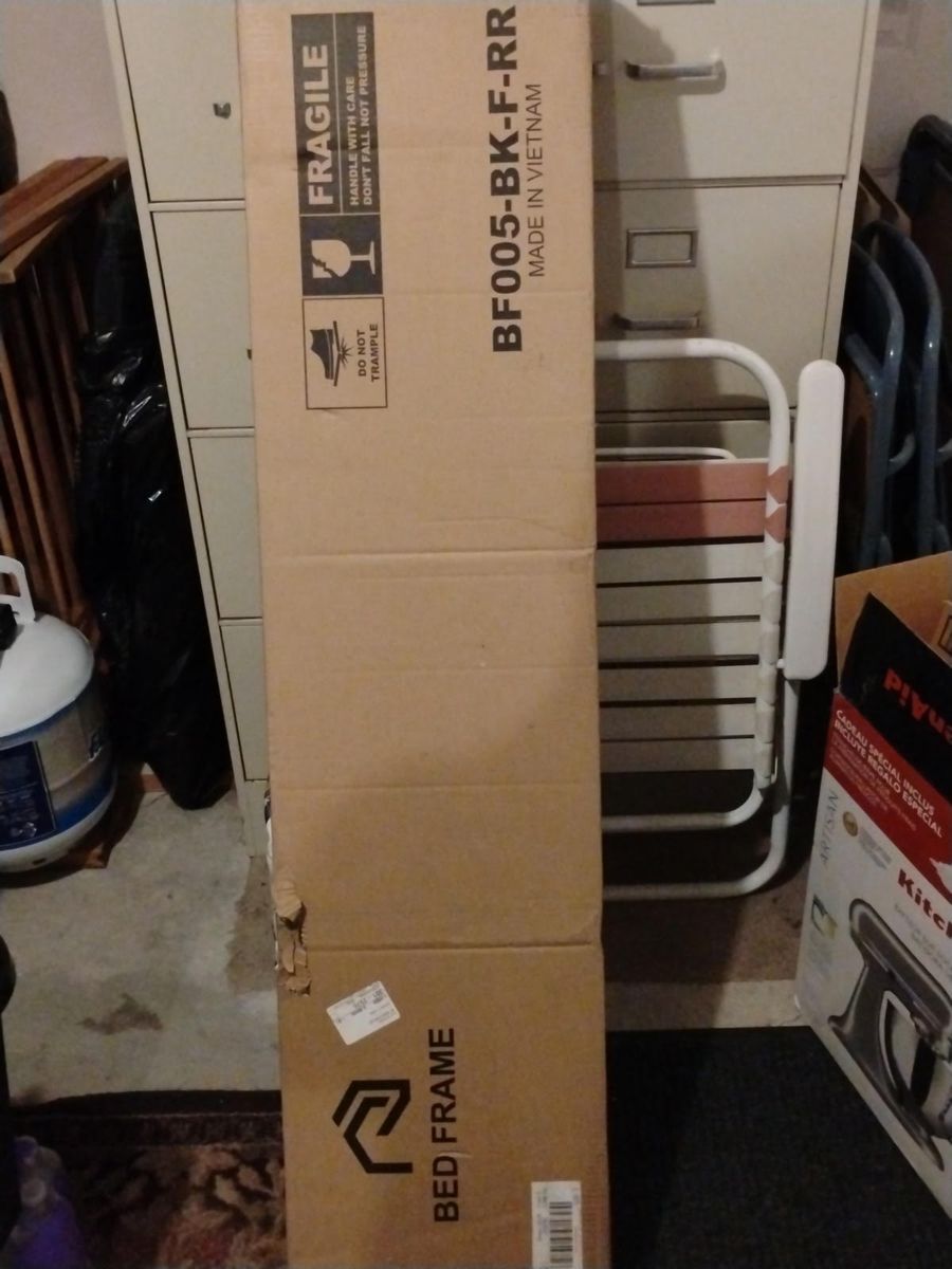Unopened full size bed frame with LED lights.