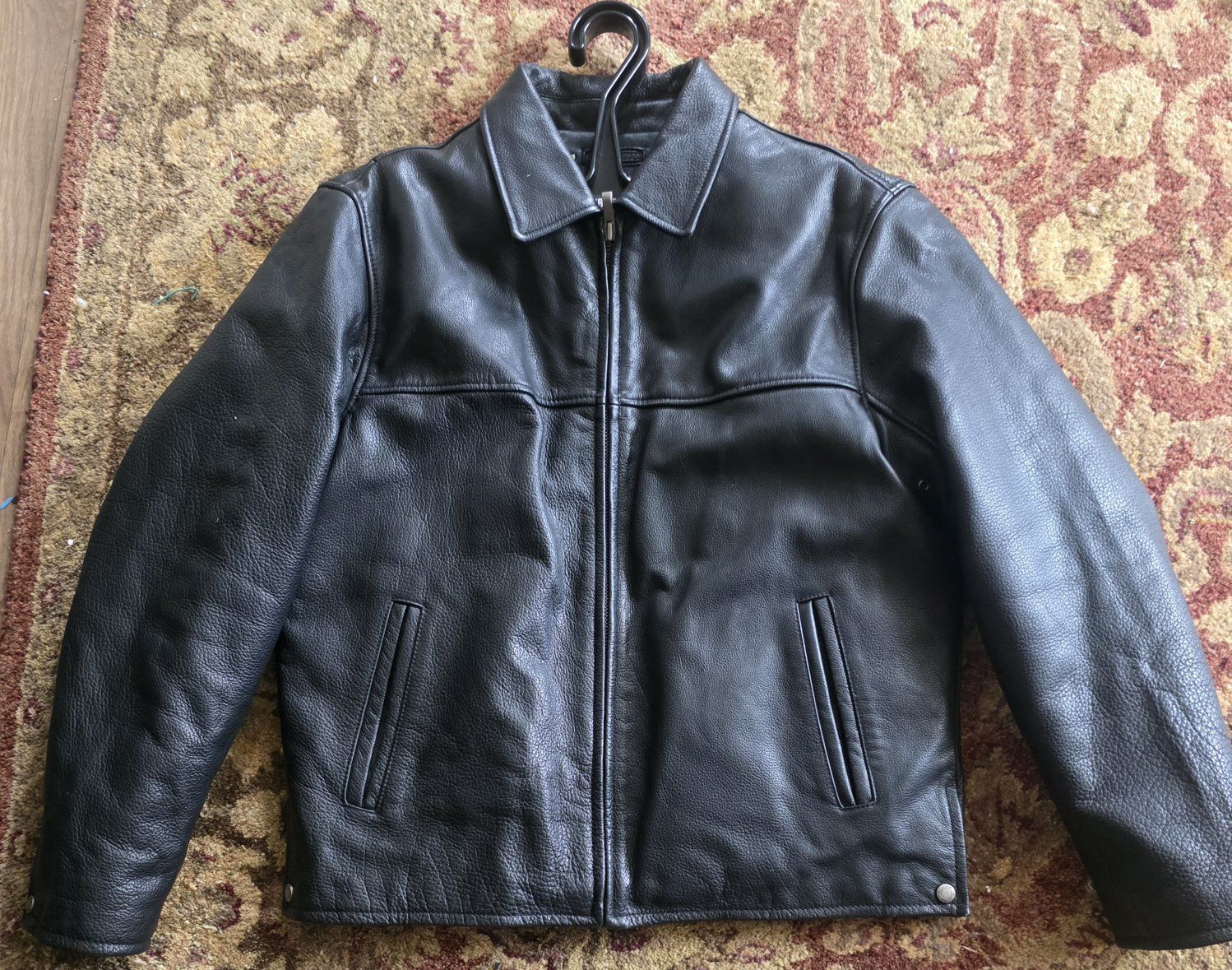Wilsons Leather M Julian Black Leather Jacket Men's Size L Full Zip Quilted Lining