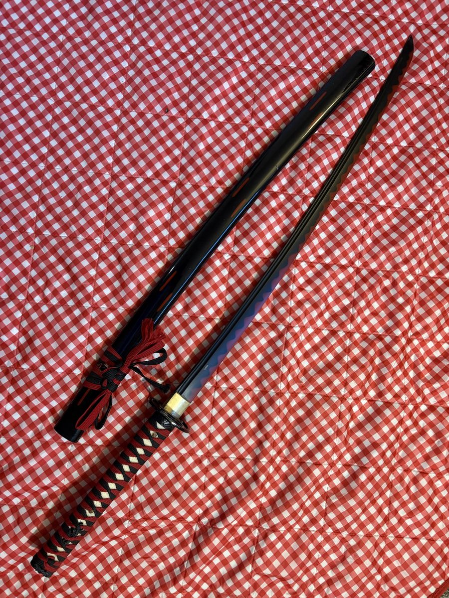 Red Katana Sword Japanese Samurai Woven Grip Scabbard