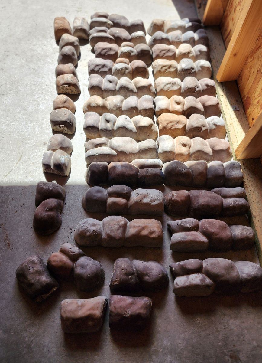 Multi-Colored Concrete Overlapping RIVER ROCK Edging