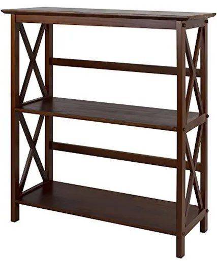 Montego Low Bookshelf - Walnut Finish X-Design 3-Shelf Unit