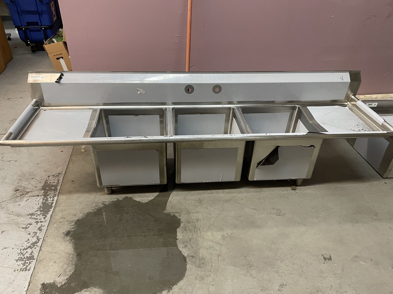New Commercial Stainless Steel Kitchen Sink 3 Well