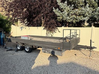 Utility Trailer, Double Axle, Flatbed with Storage and Rails