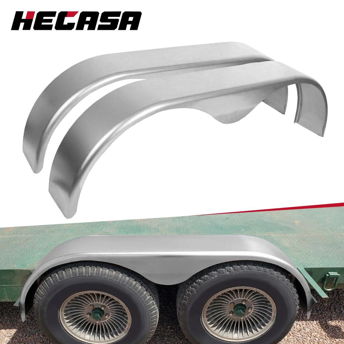 68x10-3/4 Tandem Axle Teardrop 16-Gauge Steel Trailer 2-Fender Pair - New