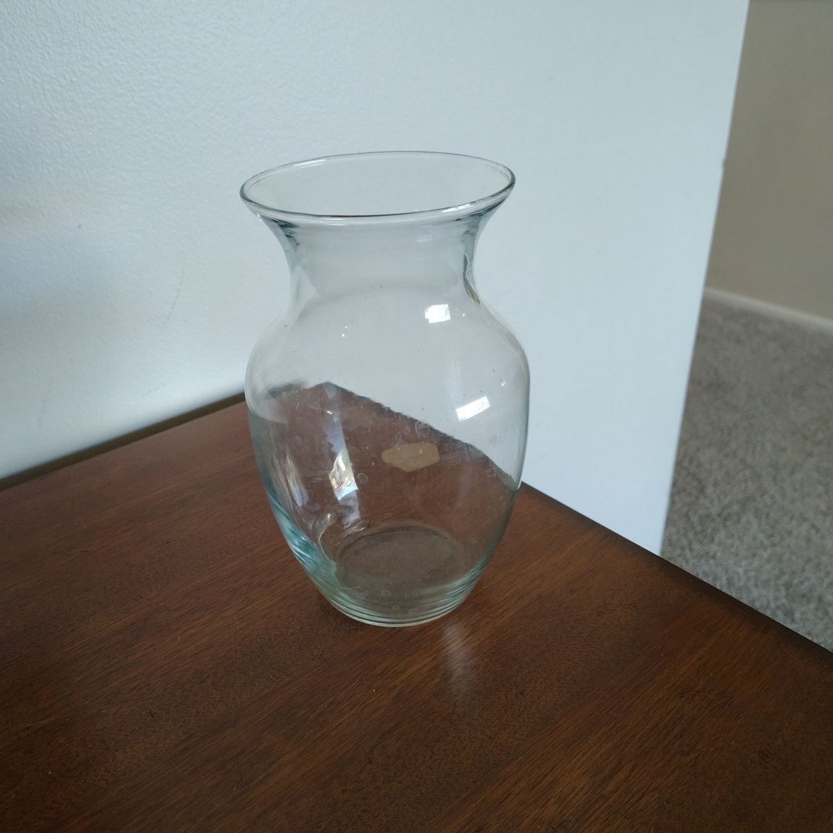Clear vase about 8 inches tall